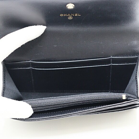 CHANEL Authentic Black Caviar Leather Logo Wallet - Picture 3 of 6